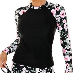 YATEEN Women's Long Sleeve Sun Protection Rash Guard Wetsuit Two Piece Swimsuit